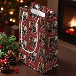 Merry Christmas Red Photo Holiday Small Gift Bag