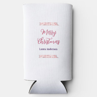 merry christmas red pink glitter lines name retro  seltzer can cooler