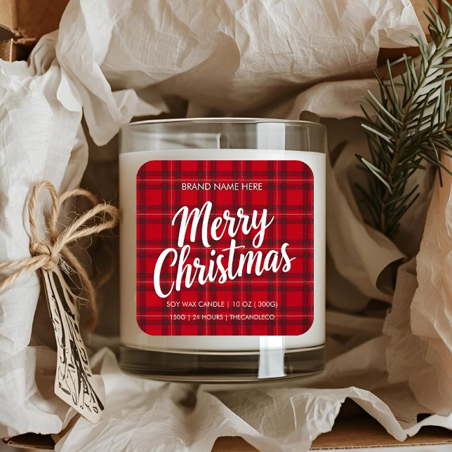 Merry Christmas Red Plaid Candle Sticker | Holiday (Creator Uploaded)