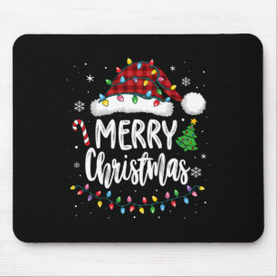 Merry Christmas Red Plaid Family Lights Xmas Men W Mouse Pad