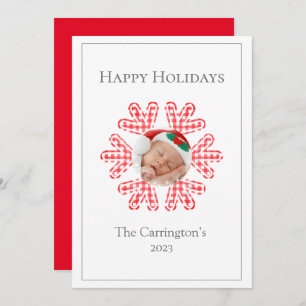 Merry Christmas Red Plaid Snowflake Photo Holiday