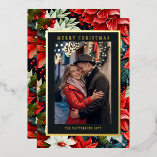 Merry Christmas Red Poinsettia Floral Photo