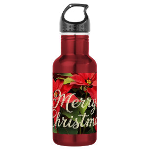 Merry Christmas Red Poinsettias 532 Ml Water Bottle