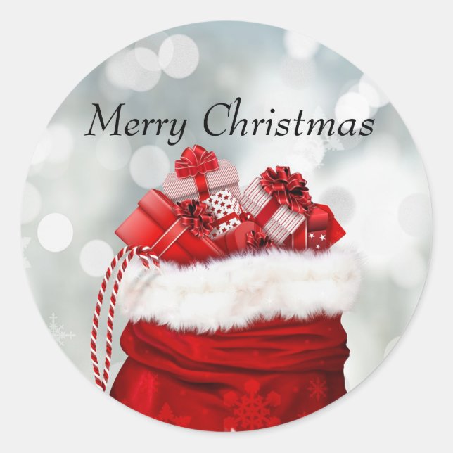 Merry Christmas,Red Presents Classic Round Sticker (Front)