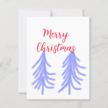 Merry Christmas red purple pastel pine tree waterc