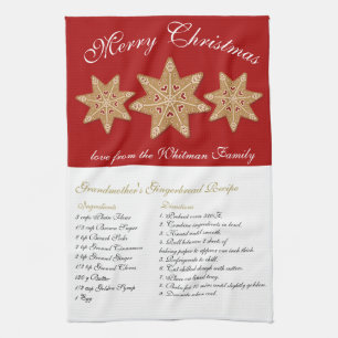 Merry Christmas Red Recipe Tea Towel