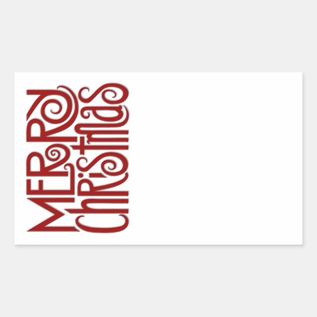 Merry Christmas red Rectangle Sticker (Front)