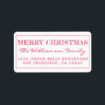 Merry Christmas Red Return Address Label<br><div class="desc">Add some extra cheer to your holiday cards and invitations with our festive Merry Christmas return address labels. This stylish Christmas design features 'Merry Christmas' in red elegant script calligraphy and modern typography. Simply add your name and address. Exclusively designed for you by Happy Dolphin Studio. If you need any...</div>