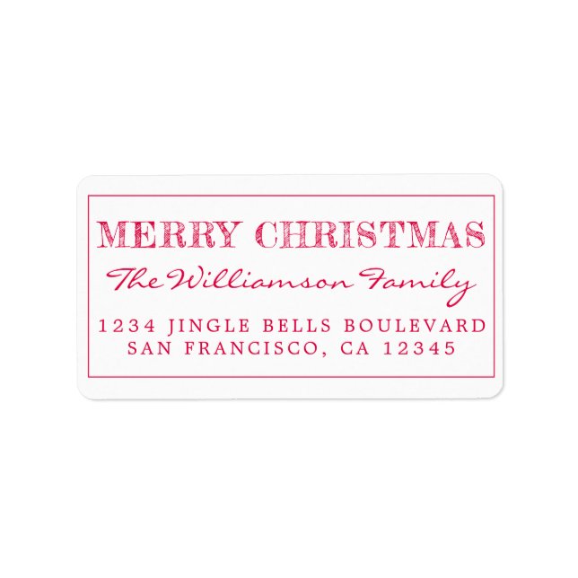 Merry Christmas Red Return Address Label (Front)