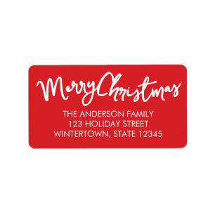 Merry Christmas Red Return Address Label