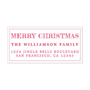 Merry Christmas Red Return Address Self-inking Stamp