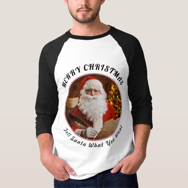 Merry Christmas Red Santa Claus Christmas Tree T-Shirt (Front)