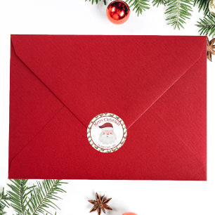 Merry Christmas Red Santa Claus Classic Round Sticker