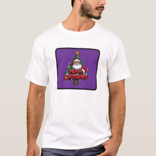 Merry Christmas Red Santa Clause Christmas Tree T-Shirt