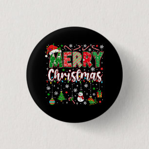 Merry Christmas Red Santa Hat Reindeer Santa Match 3 Cm Round Badge