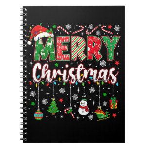 Merry Christmas Red Santa Hat Reindeer Santa Match Notebook