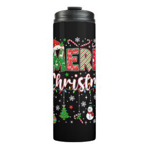 Merry Christmas Red Santa Hat Reindeer Santa Match Thermal Tumbler