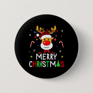 Merry Christmas Red Santa Hat Reindeer Xmas Family 6 Cm Round Badge