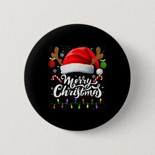 Merry Christmas Red Santa Hat Reindeer Xmas Family 6 Cm Round Badge