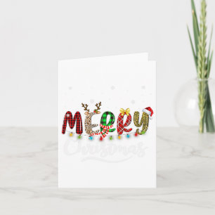 Merry Christmas Red Santa Hat Reindeer Xmas Family Card