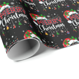 Merry Christmas Red Santa Hat Reindeer Xmas Family Wrapping Paper
