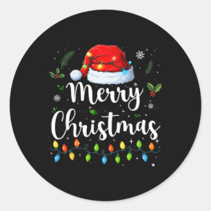 Merry Christmas Red Santa Hat Reindeer Xmas Matchi Classic Round Sticker