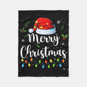 Merry Christmas Red Santa Hat Reindeer Xmas Matchi Fleece Blanket