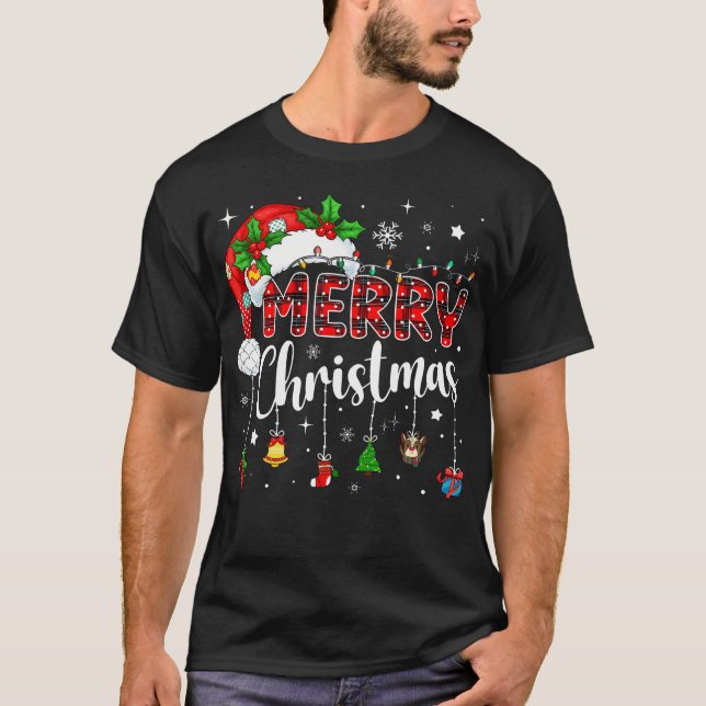 Merry Christmas Red Santa Hat Reindeer Xmas Matchi T-Shirt (Front)
