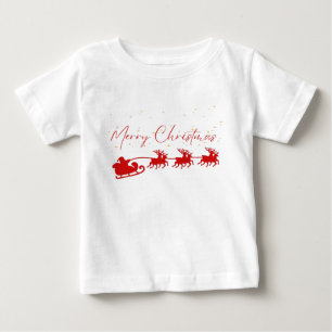 Merry Christmas Red Santa Sleigh Black Body Pillow Baby T-Shirt