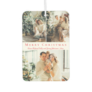 merry christmas red script 3 photos collage car air freshener
