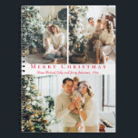 merry christmas red script 3 photos collage chic notebook<br><div class="desc">elegant merry christmas red script three photos collage holiday notebook</div>
