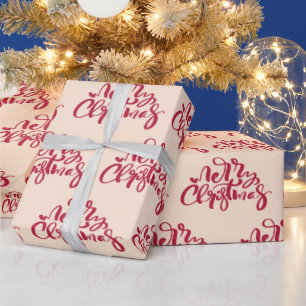 Merry Christmas Red Script Holiday Gift Wrapping Paper
