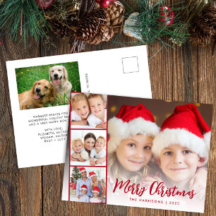 Merry Christmas Red Script Photo Holiday Postcard