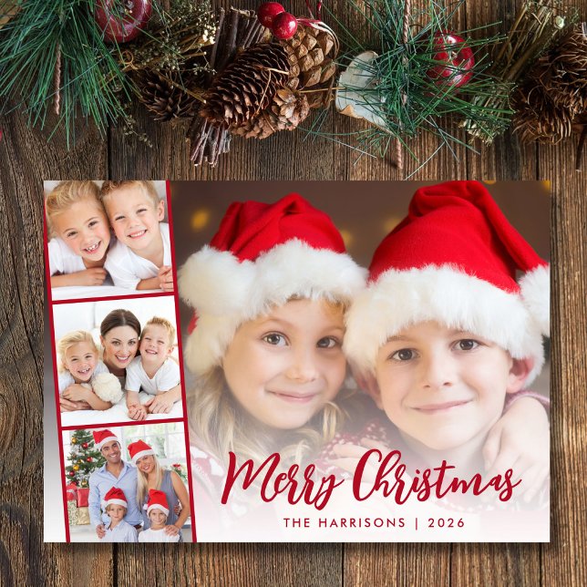 Merry Christmas Red Script Photo Overlay Holiday Card (Merry Christmas Red Script Photo Overlay Holiday Card
)