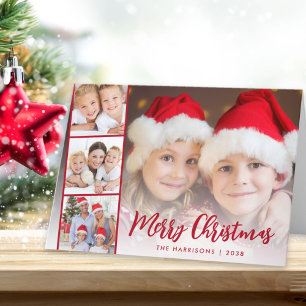 Merry Christmas Red Script Photo Overlay Holiday Card