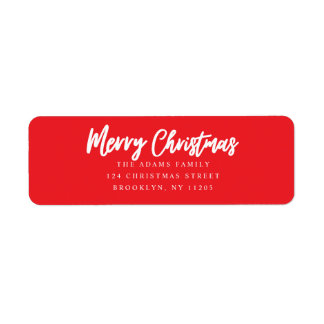 Merry Christmas Red script return adress