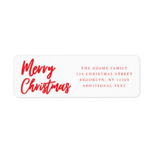 Merry Christmas Red script return adress