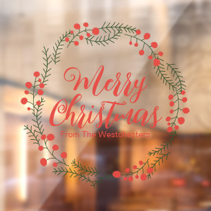 Merry Christmas red script rustic wreath frame