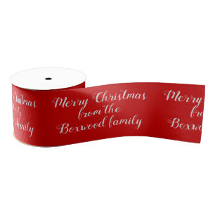 Merry Christmas Red Seasonal Greeting Custom Text Grosgrain Ribbon