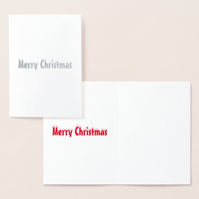 Merry Christmas - red snow white silver or gold Foil Card (Display)
