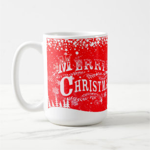 Merry Christmas Red Snowflake Coffee Mug