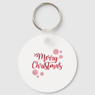 Merry Christmas Red Snowflake Tygraphy Key Ring