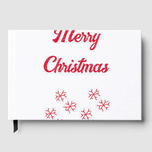 Merry Christmas red snowflakes holiday stylish Guest Book