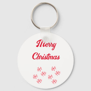 Merry Christmas red snowflakes holiday stylish Key Ring