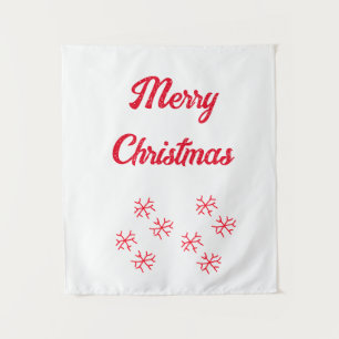 Merry Christmas red snowflakes holiday stylish Tapestry
