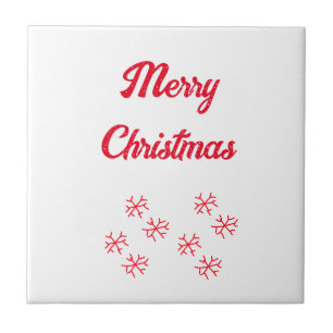 Merry Christmas red snowflakes holiday stylish Tile