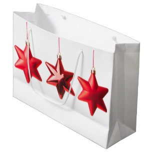 Merry Christmas Red stars decoration with text Large Gift Bag