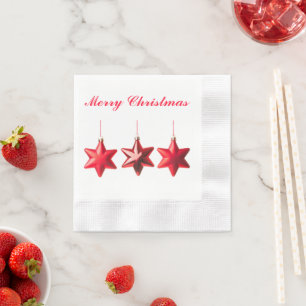 Merry Christmas Red stars decoration with text Napkin