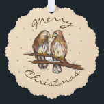 Merry Christmas Red Tailed Hawk Love Bird Snow Tree Decoration Card<br><div class="desc">Design features an original marker illustration of a pair of red-tailed hawks in the snow. Perfect for Christmastime!

Don't see what you're looking for? Need help with customisation? Contact Rebecca to have something created just for you!</div>