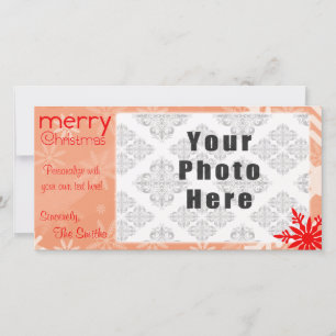 Merry Christmas Red Themed Snowflake Holiday Card